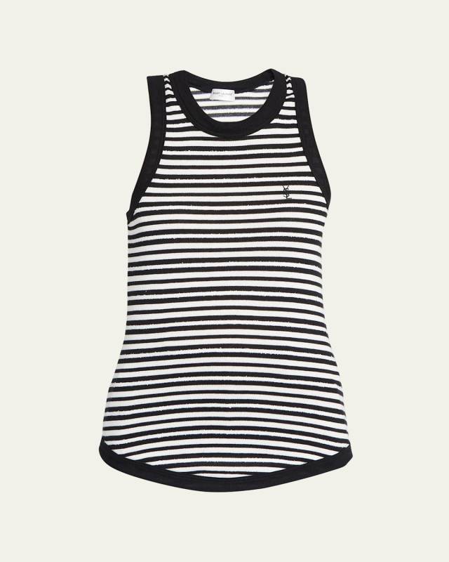 Monogram-Embroidered Stripe Tank Top