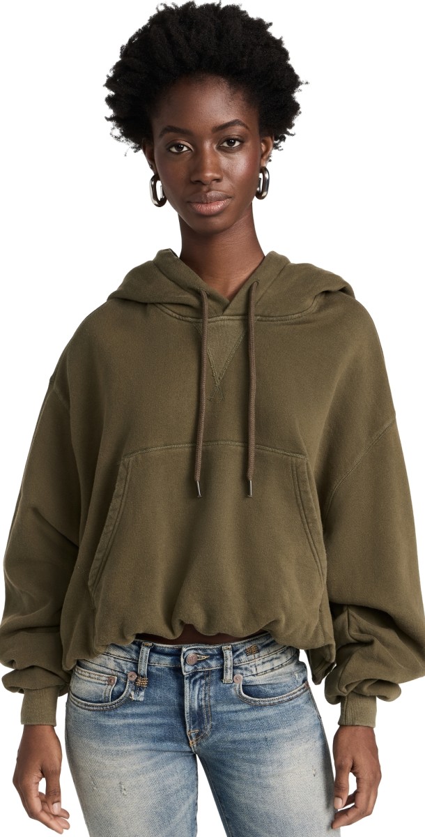 R13 Balloon Popover Hoodie Dark Olive