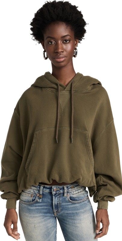 R13 Balloon Popover Hoodie Dark Olive