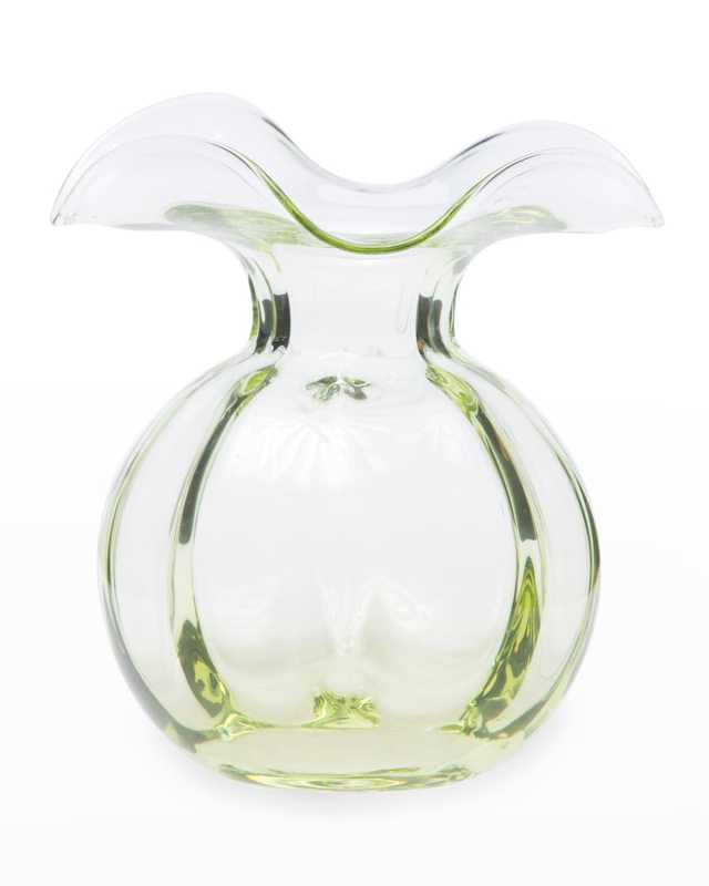Hibiscus Glass Green Medium Fluted Vase