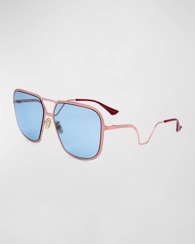 Geometric Metal Aviator Sunglasses