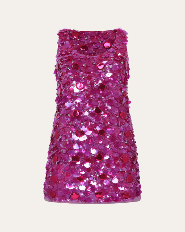 Embroidered Sleeveless Mini Dress