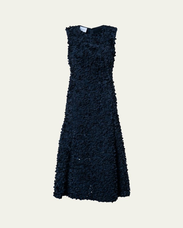 Mix Media Midi Dress with 3D Lasercut Floral Detail