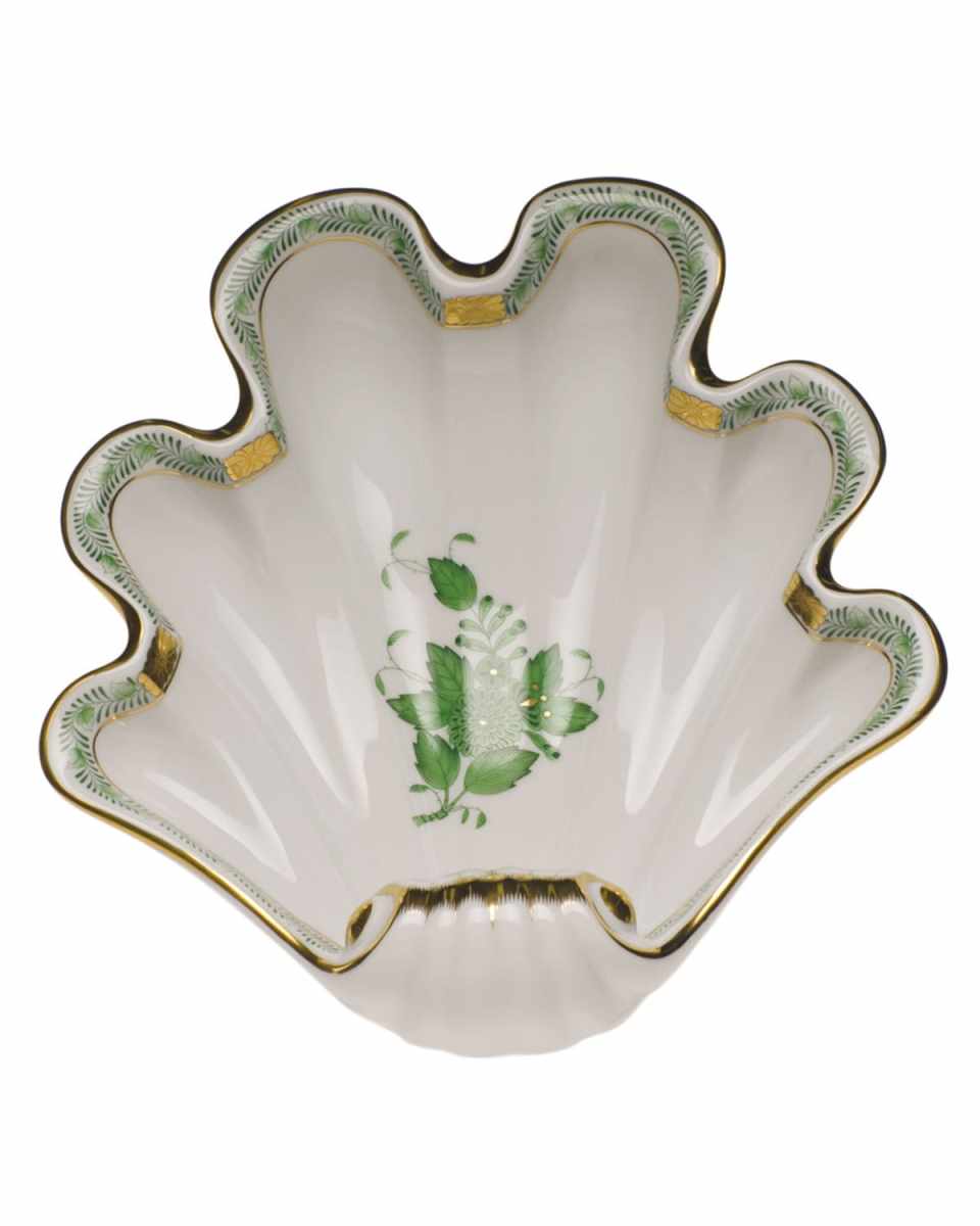 Chinese Bouquet Green Large Shell Dish