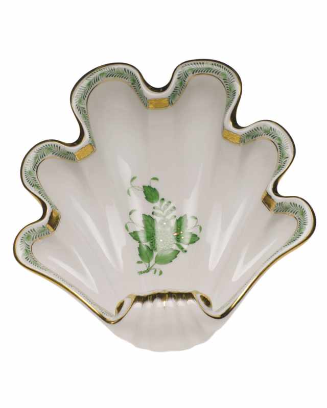 Chinese Bouquet Green Large Shell Dish