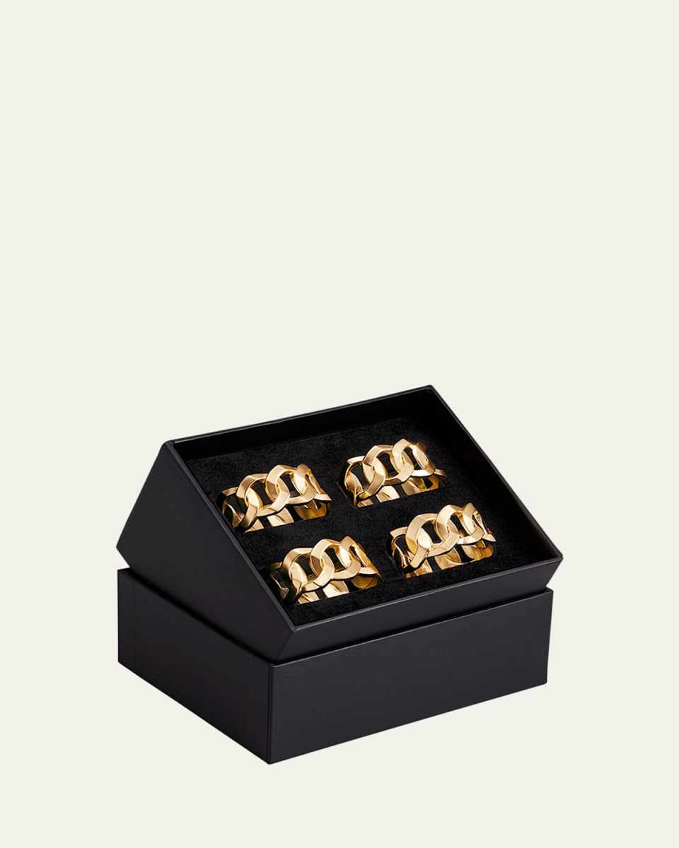 Cuban Link 24K Gold Napkin Rings Jewels, Set of 4