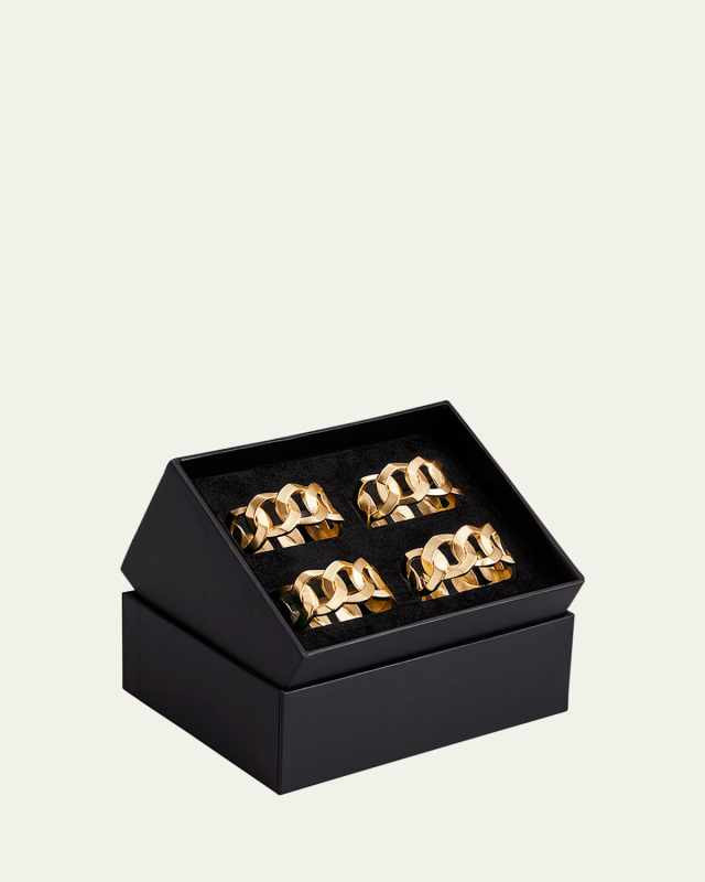 Cuban Link 24K Gold Napkin Rings Jewels, Set of 4