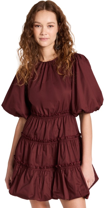Jason Wu Short Dress With Balloon Sleeves Wine