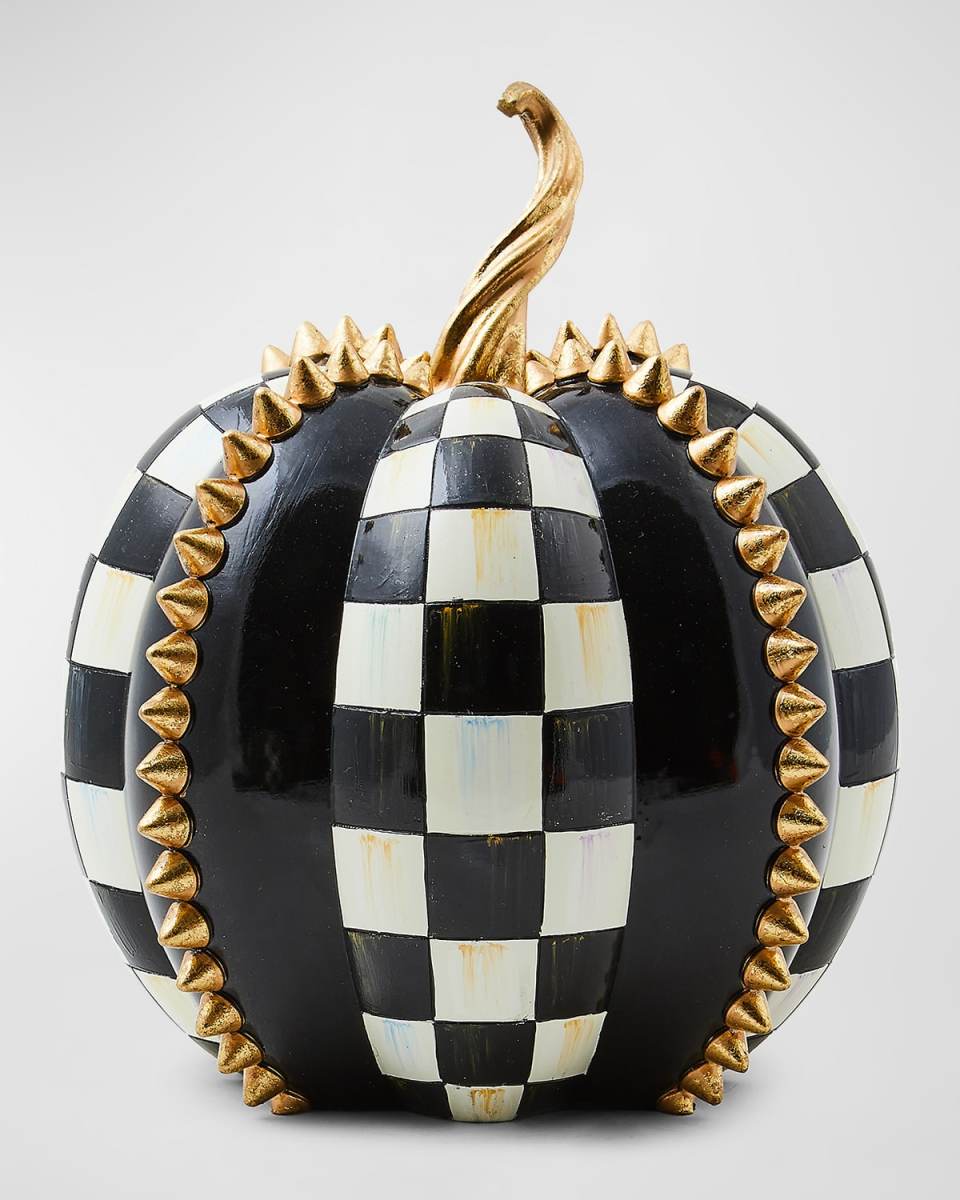 Courtly Check Tall Golden Spikes Pumpkin, 12"