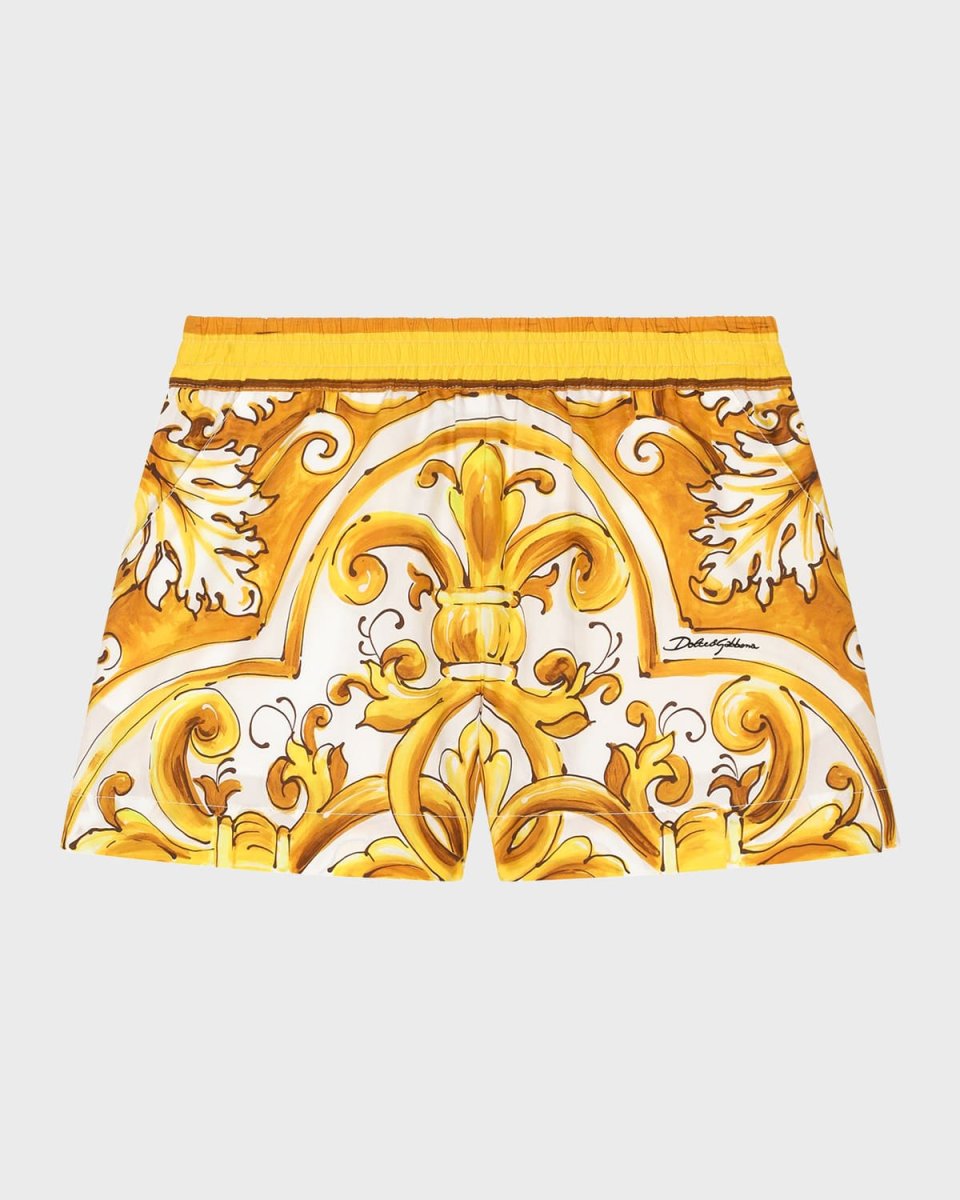 Boy's Majolica-Print Shorts, Size 4-