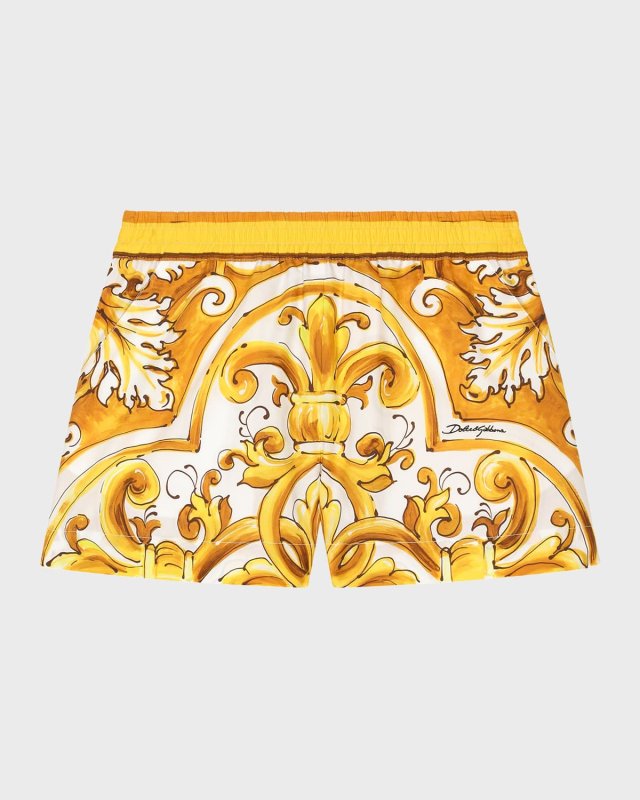 Boy's Majolica-Print Shorts, Size 4-