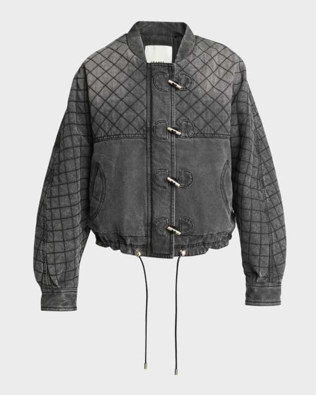 Celiany Quilted Denim Bomber Jacket