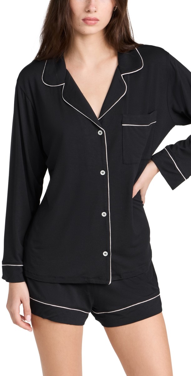 Eberjey Gisele The Short PJ Set Black/Sorbet Pink