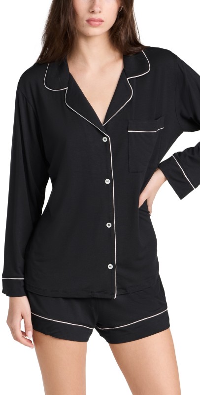 Eberjey Gisele The Short PJ Set Black/Sorbet Pink