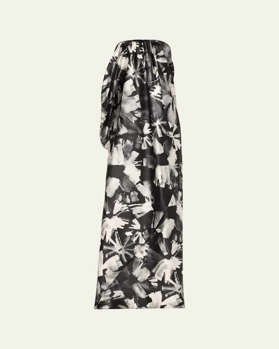 Gestural Draped Strapless Gown