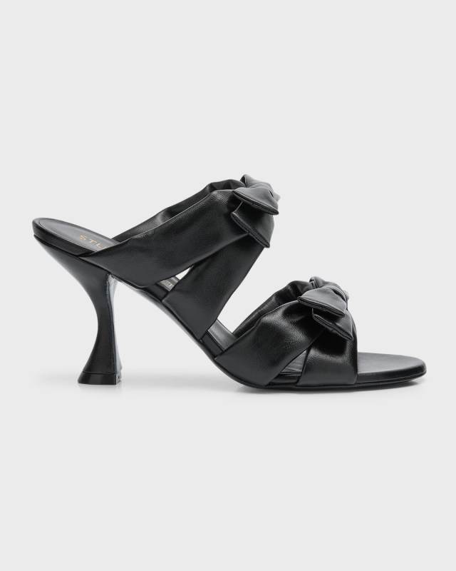 Sofia Leather Bow Slide Sandals