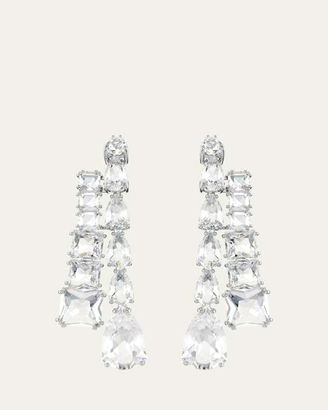 Matrix Rhodium-Plated Mix-Cut Crystal Drop Earrings