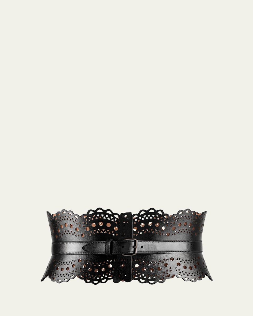 Openwork Wide Leather Vienne Corset Belt
