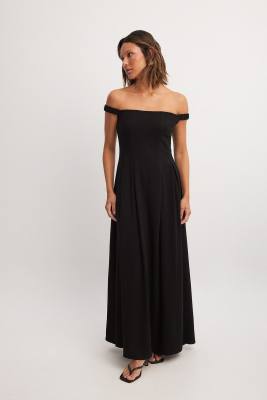 NA-KD Off Shoulder Linen Blend Maxi Dress
