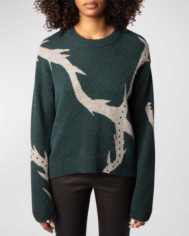 Markus Cashmere Vegetal Intarsia Crewneck Sweater