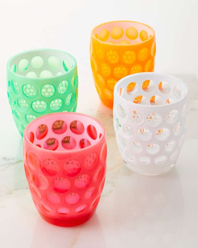 Set of 4 Fluorescent Double Old Fashioned Glasses