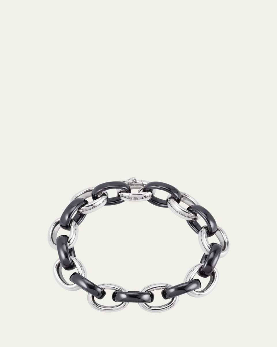 The Marilyn Sterling Silver and Black Ceramic Link Bracelet