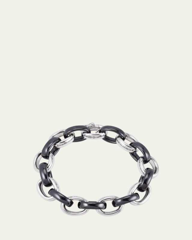 The Marilyn Sterling Silver and Black Ceramic Link Bracelet