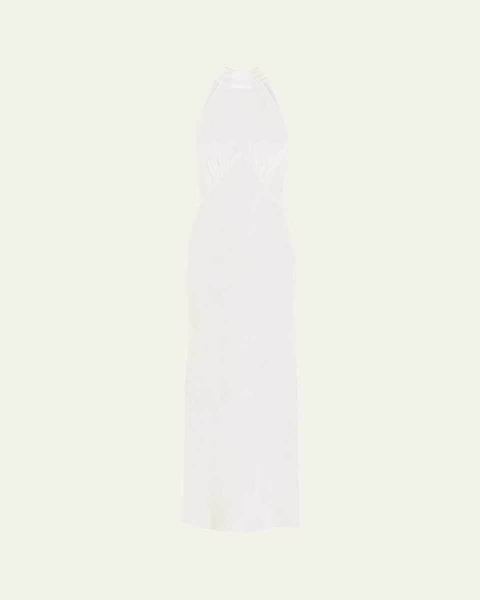 Greta Open-Back Silk Halter Midi Dress