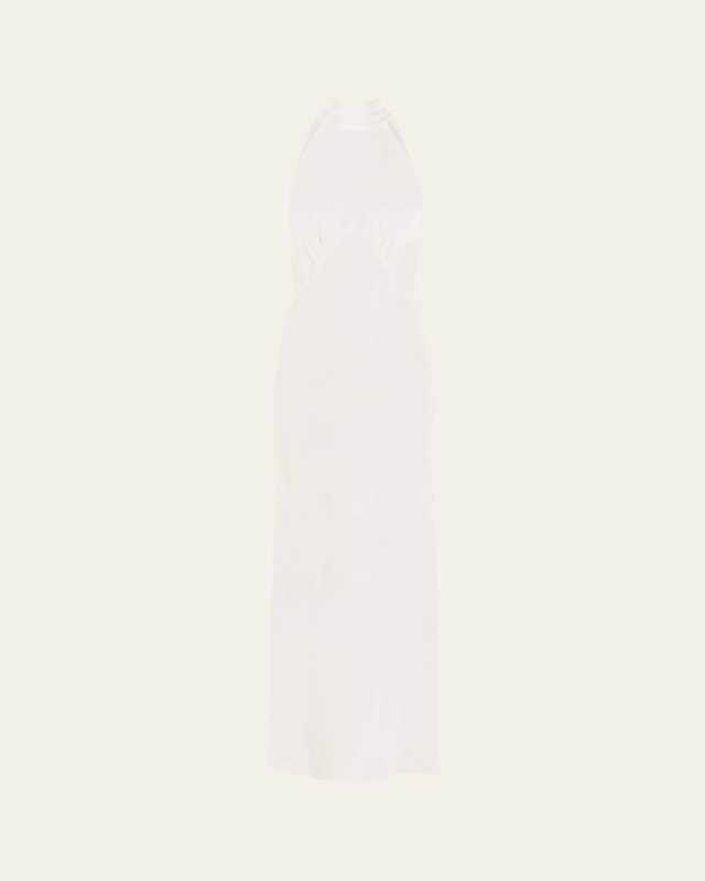 Greta Open-Back Silk Halter Midi Dress