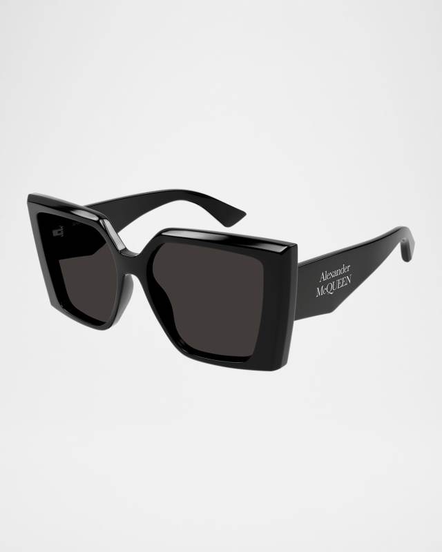 AM0467S Square Logo-Print Acetate Sunglasses