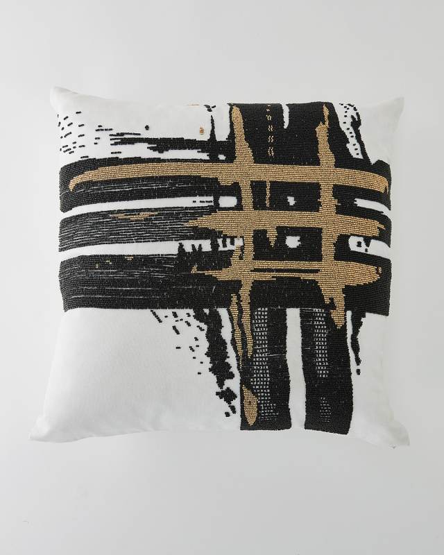 Golden Triple Crosshatch Pillow, 20" Square