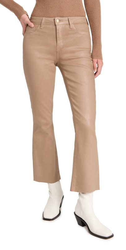 L'AGENCE Kendra Crop Flare Jeans Cappuccino Coated
