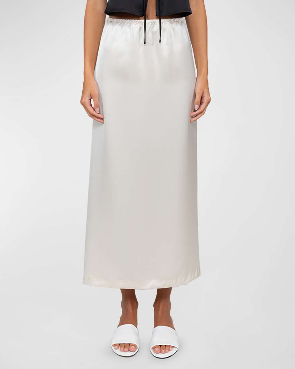 Barb Satin Midi Skirt