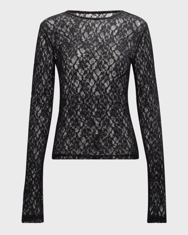 Crewneck Mesh Lace T