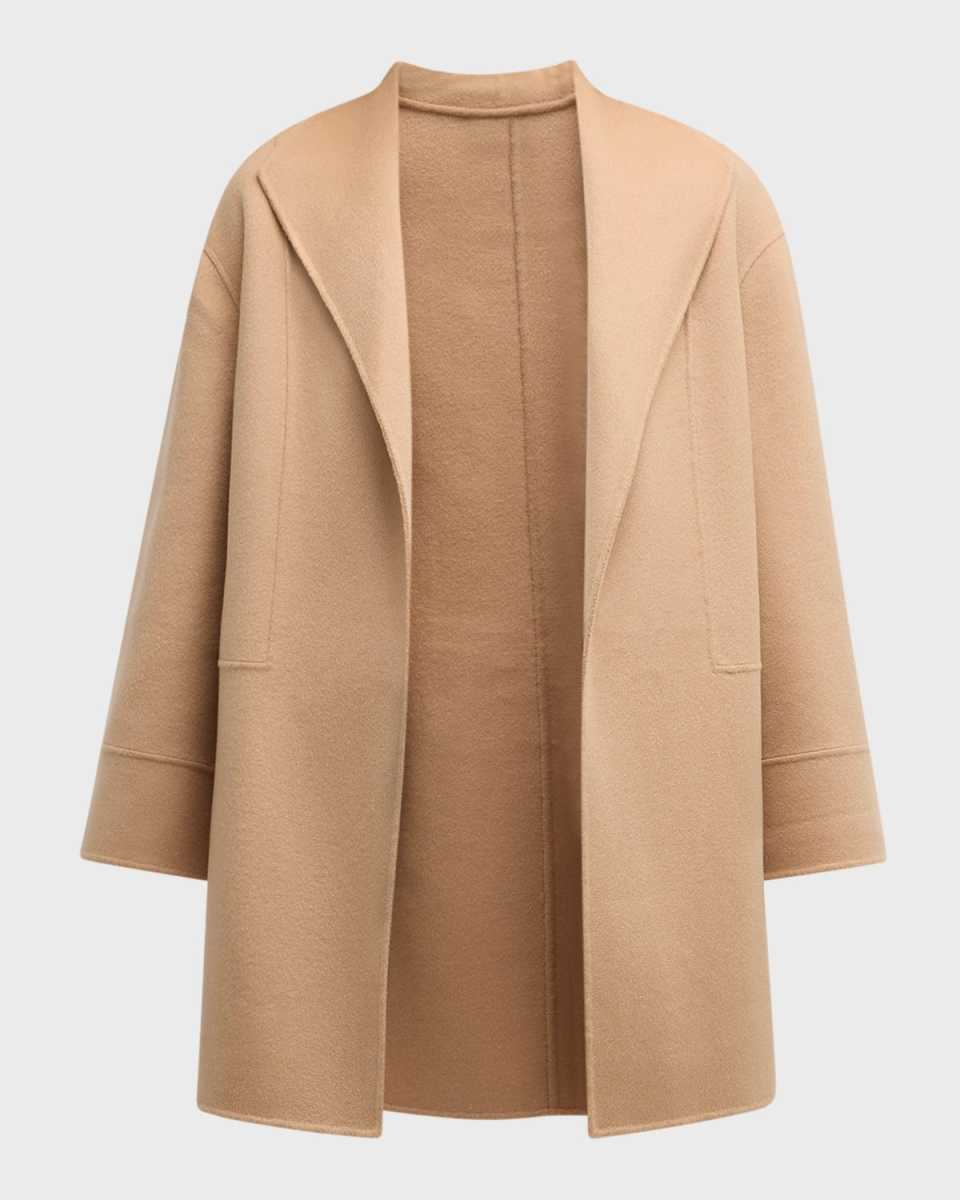 Open-Front Cashmere Car Coat