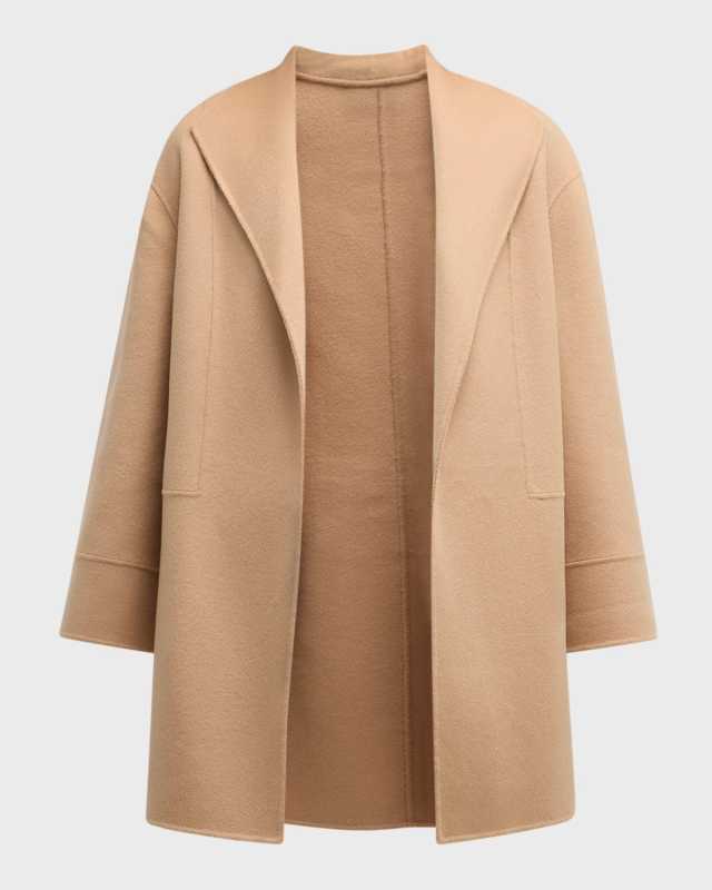 Open-Front Cashmere Car Coat
