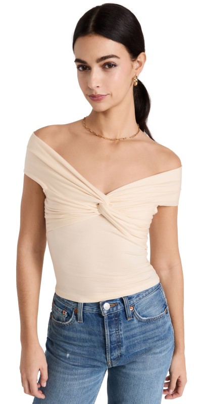 Reformation Ezlynn Knit Top Cream