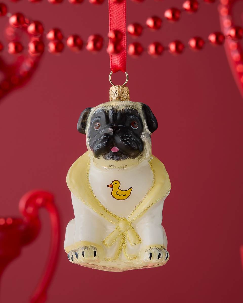 Pug W/ Rubber Ducky Sweater Christmas Ornament