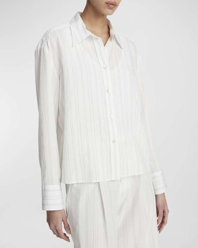 Striped Boxy Button-Front Shirt