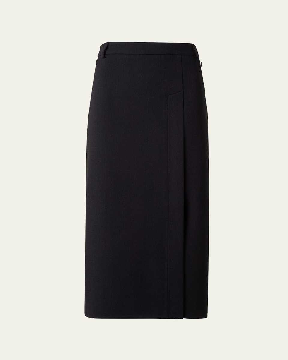 Pencil Wool Crepe Double-Face Skirt