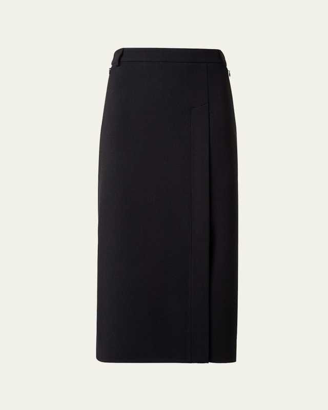 Pencil Wool Crepe Double-Face Skirt