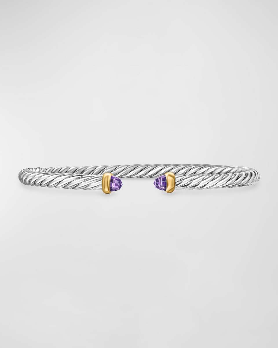 Cable Flex Bracelet with Gemstone in Silver and 14K Gold, 4
