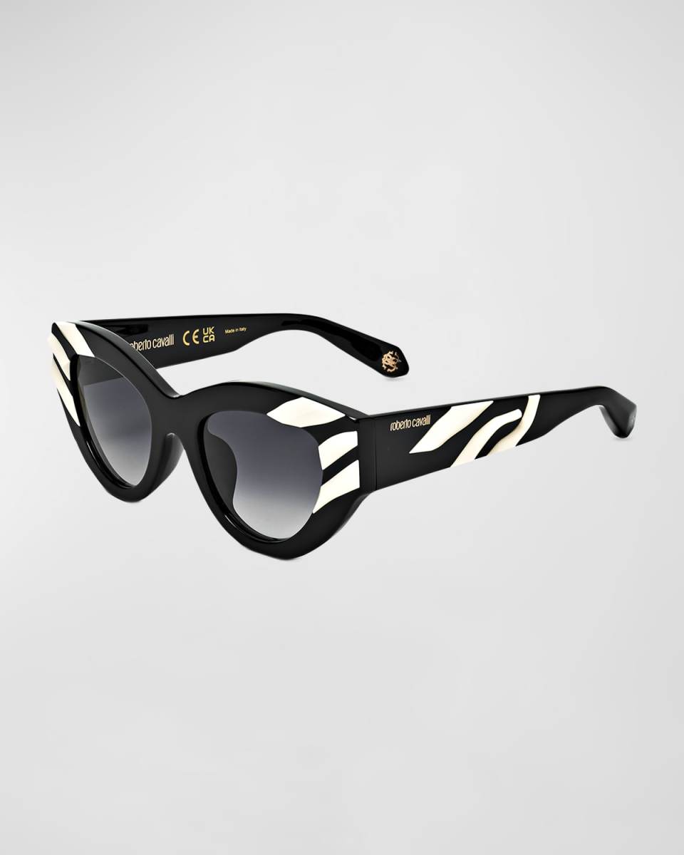 Monochrome Striped Acetate Cat-Eye Sunglasses