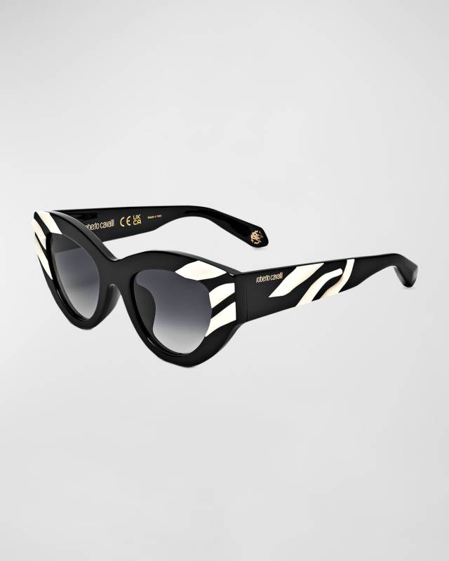Monochrome Striped Acetate Cat-Eye Sunglasses