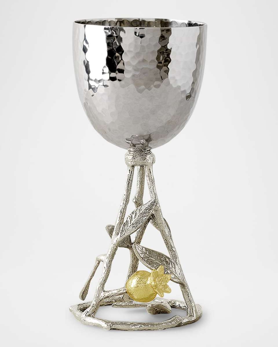 Pomegranate Silver and Gold Kiddush Cup with 24K Gold