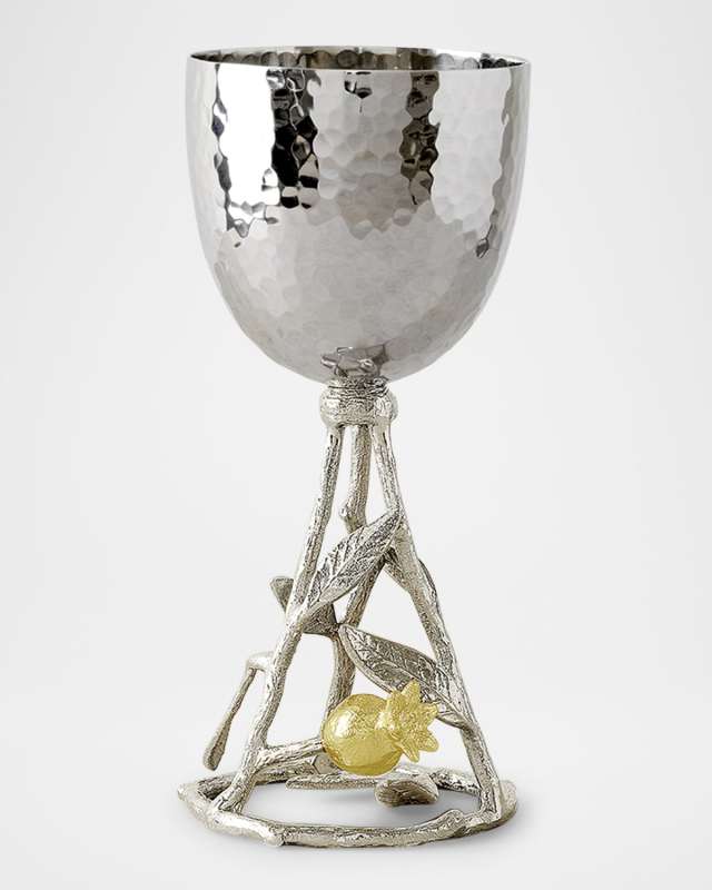 Pomegranate Silver and Gold Kiddush Cup with 24K Gold
