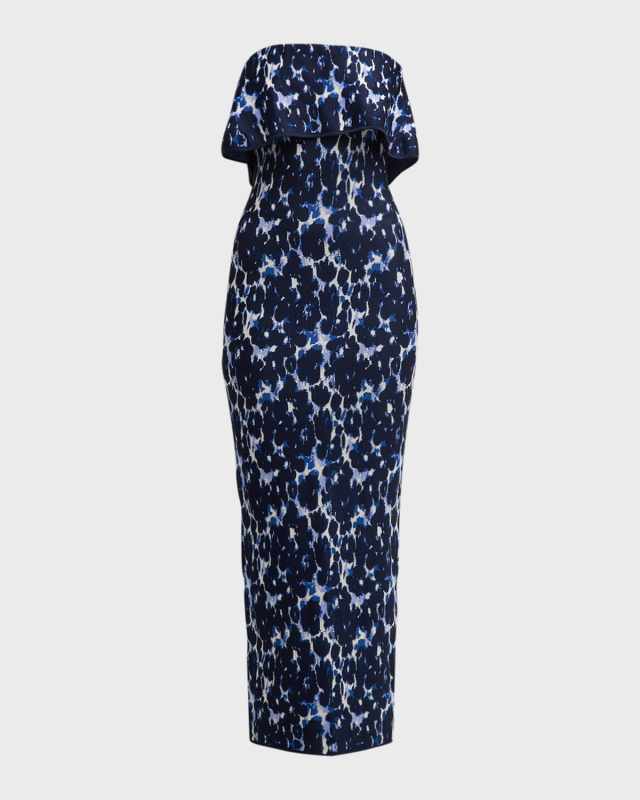 Alexandra Floral Jacquard Foldover Strapless Midi Dress