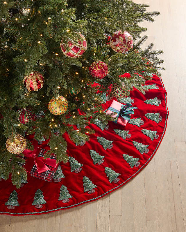 Beaded Ashwani Velvet Christmas Tree Skirt
