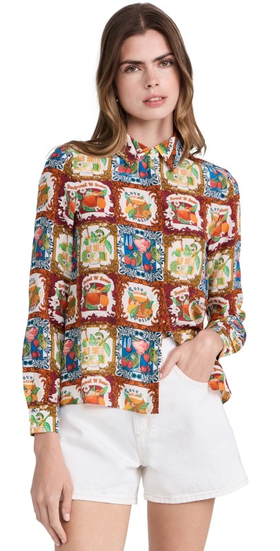 alice + olivia Willa Placket Top A Summer Day