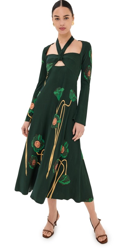 Johanna Ortiz Paisaje Lejano Ankle Dress Green/Yellow/Peach